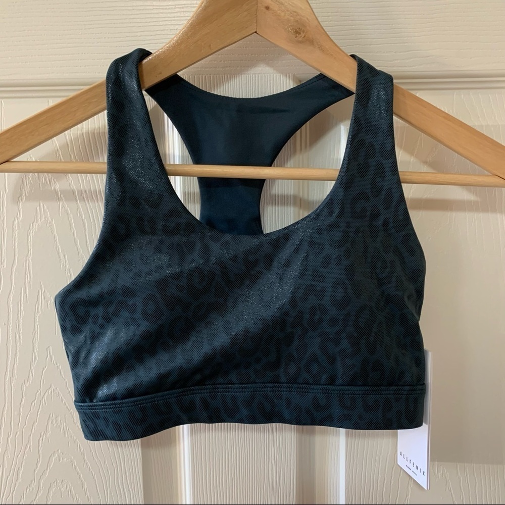 NWT Anthropologie All Fenix Liquid Leopard Forest Green High-Impact Sports Bra